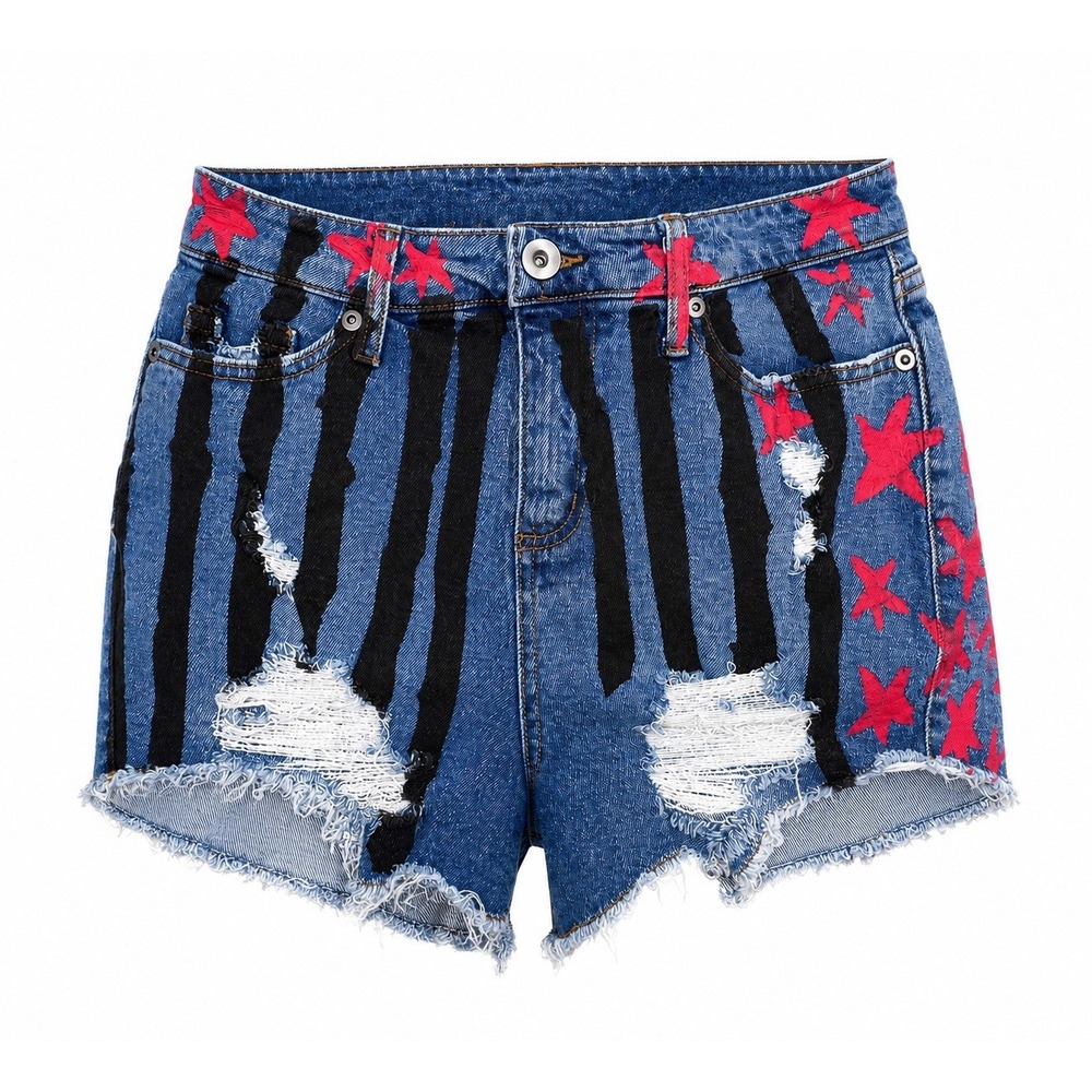 Her Universe Harley Quinn Birds of Prey Denim Shorts Size 3 DC Comics Distressed